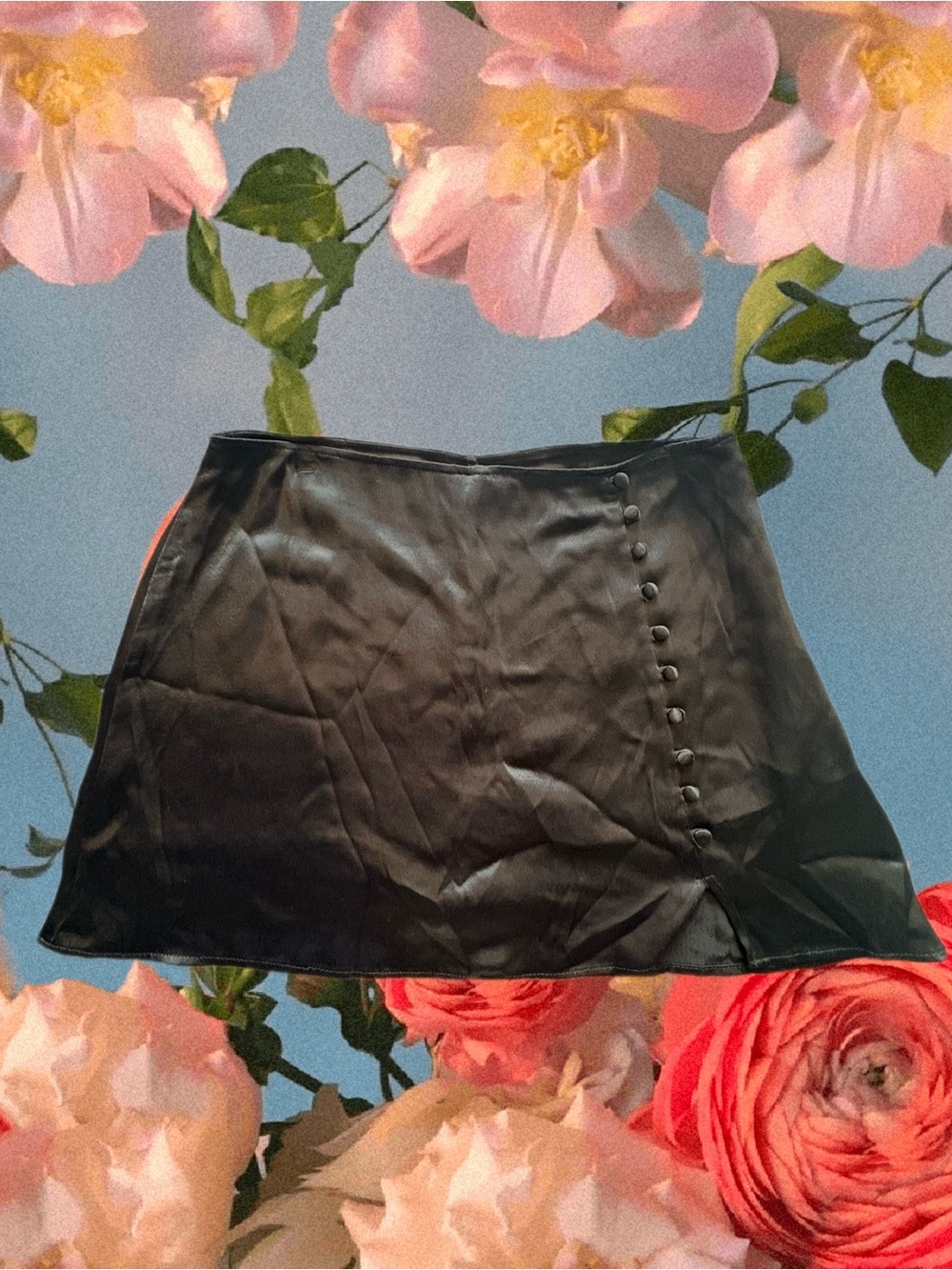 Satin Mini Skort Side Button Detail